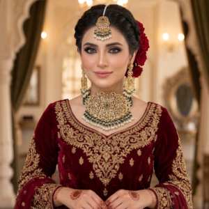 Handcrafted 22k Gold Plated Emerald & Pearl Bridal Choker Set - Image 2