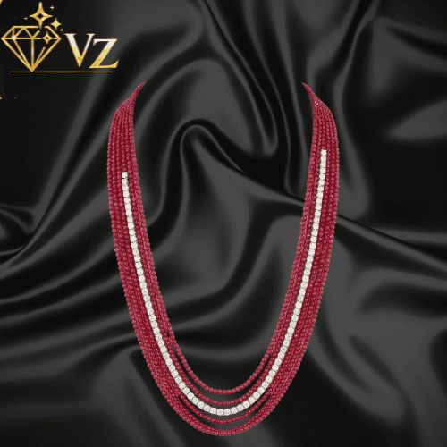Diamond Finish Ruby Bridal Set