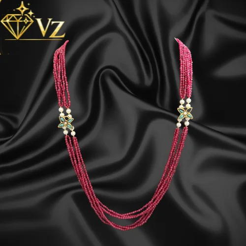 Vz Classic Ruby & Gold Plated Mala Set