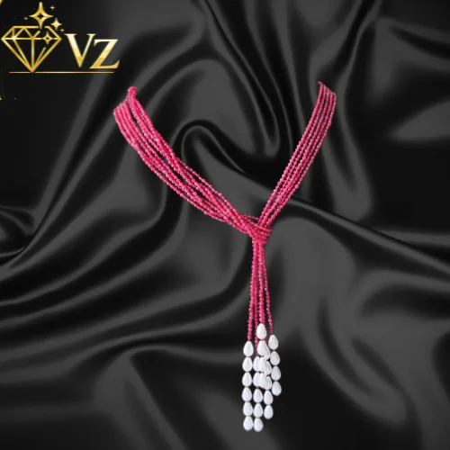 12 The Vz Radiant Ruby Tassel Mala Set