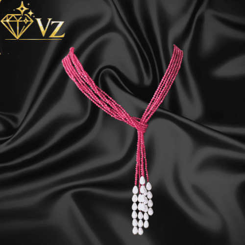 The Vz Radiant Ruby Tassel Mala Set