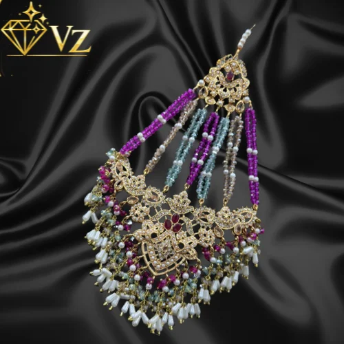 dark velvet texture background (3) Nauratan Maharani Jhumar (Bridal Passa Headpiece)